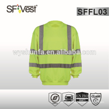 Sweatshirt alta visibilidade relecitve roupa de segurança, 100% poliéster fleece, EN ISO 20471 CLASS 3